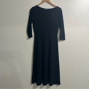 3/4 Sleeve BCI Cotton Boatneck Mid-calf Flared Dress